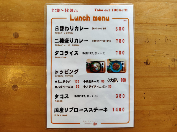 Castanetのメニュー